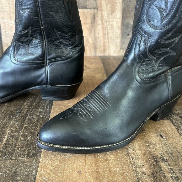 Tony Lama Vintage Classic Black Western Cowboy Boots Mens 10 EE - Picture 10 of 12